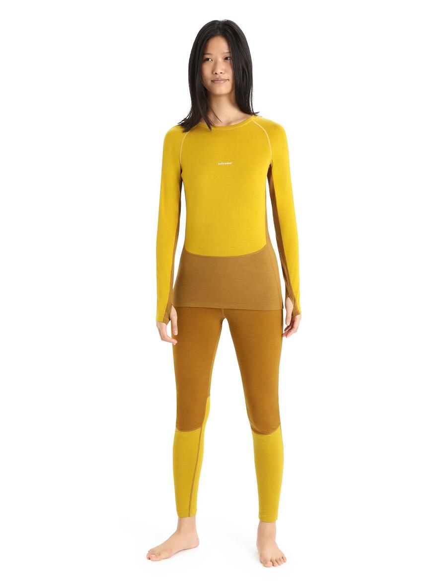 Silent Gold / Clove Women's Icebreaker 200 ZoneKnit™ Merino Long Sleeve Crewe One Piece & Sets | USA 1805ILHS